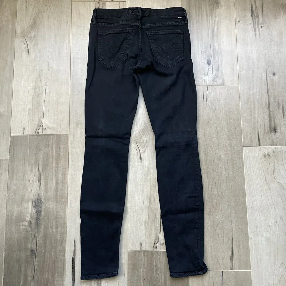 MOTHER The Looker Skinny Jeans Womens 25 Black‎ Mid Rise Minimalist Glam